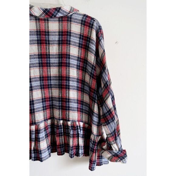 Free People Plaid Peplum Top - Size XS - Picture 6 of 9